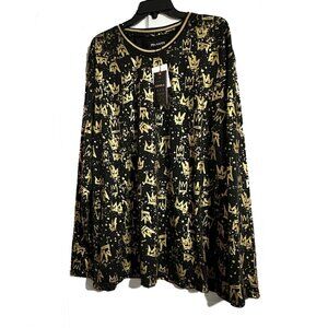 Drill Clothing Gold Metallic Crown Graphic Print Long Sleeve Tee T-shirt